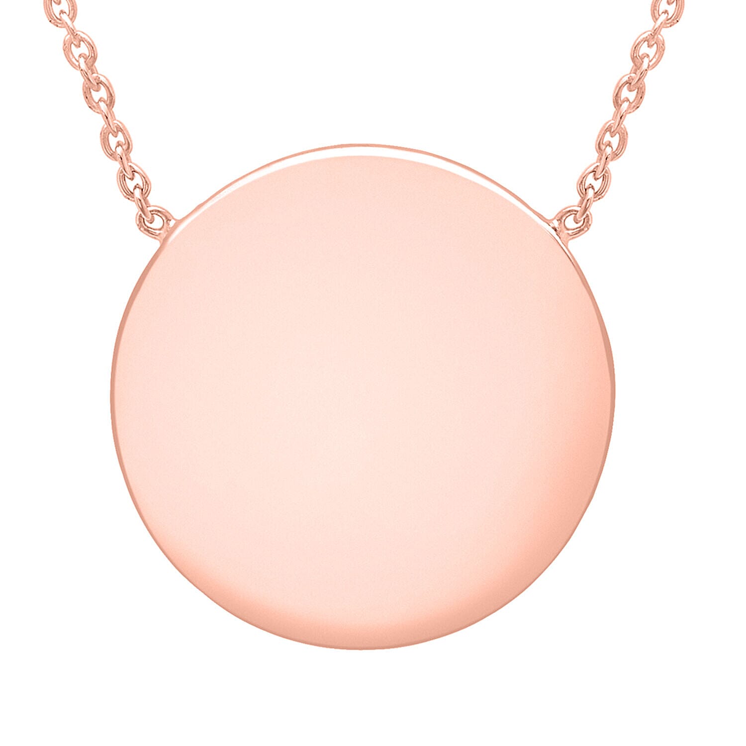 Sterling Silver Rose Gold Plated 15mm Disc Pendant Adjustable Necklace 16 Inch to 17 Inch 7456902 0