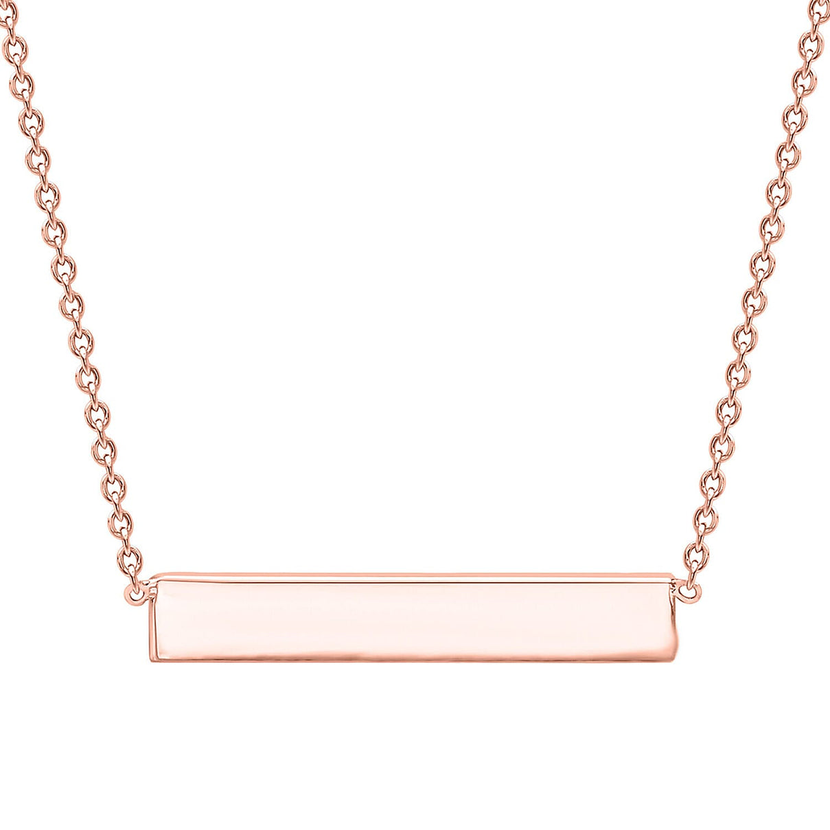 Sterling Silver Rose Gold Plated 32mm x 5mm Horizontal Bar Necklace 17 Inch 7456904 0