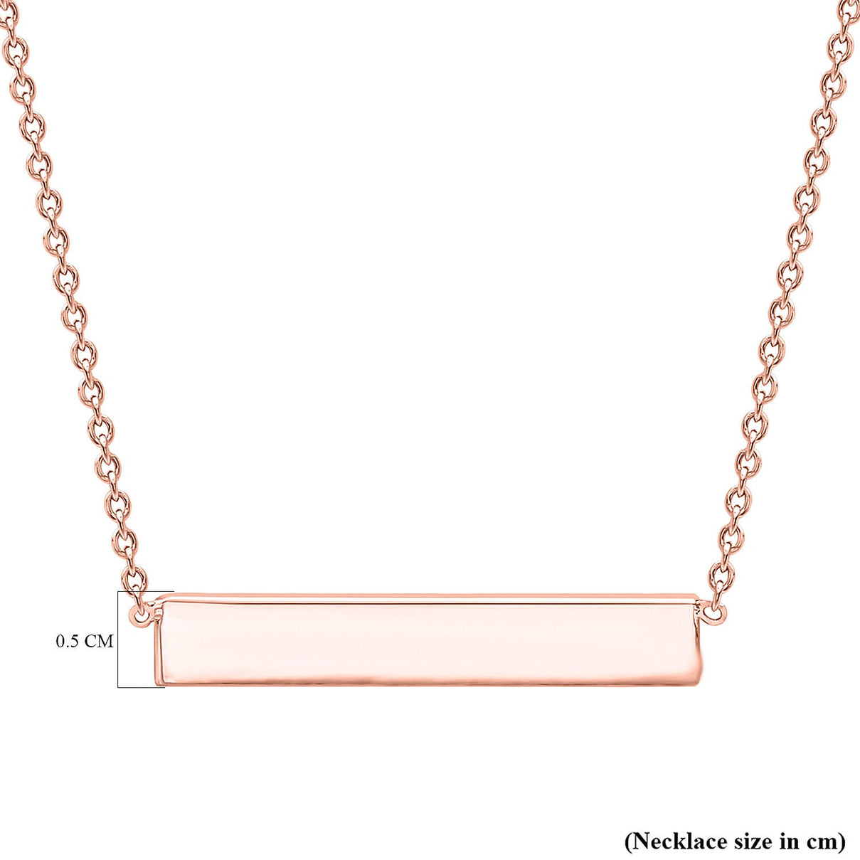 Sterling Silver Rose Gold Plated 32mm x 5mm Horizontal Bar Necklace 17 Inch 7456904 3