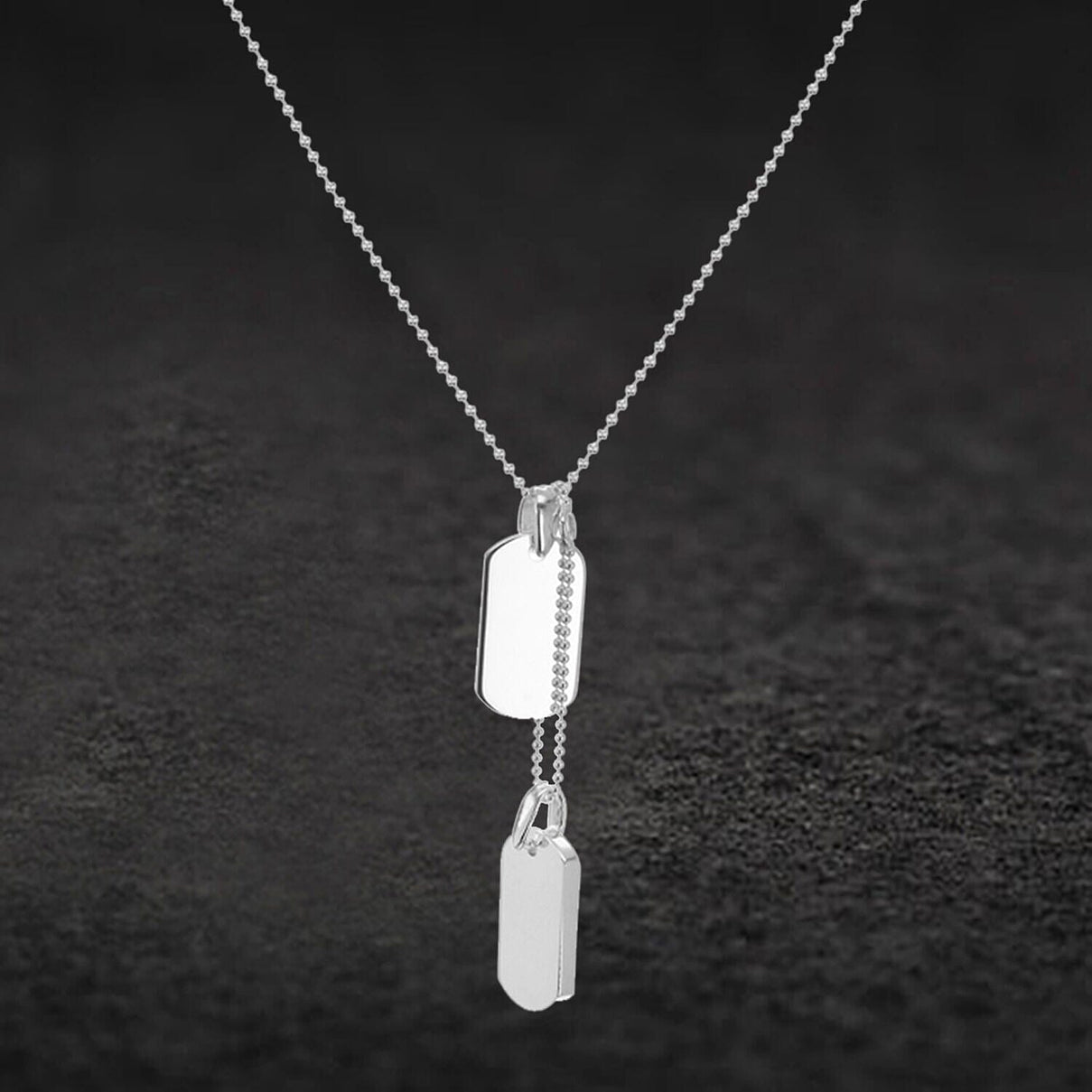 Sterling Silver Double-Dog-Tag Adjustable Ball Chain 18 Inch to 20 Inch 7456884 1
