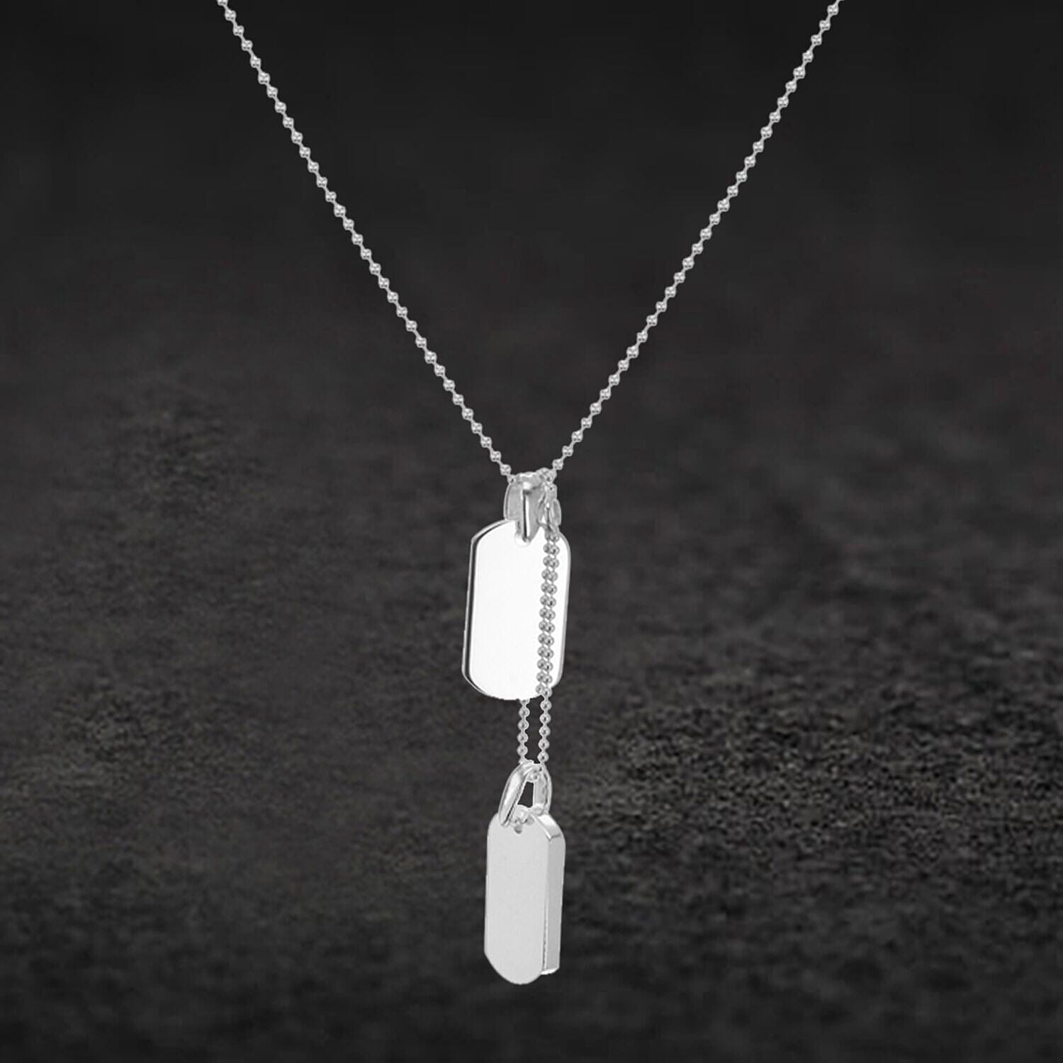 Sterling Silver Double-Dog-Tag Adjustable Ball Chain 18 Inch to 20 Inch 7456884 1