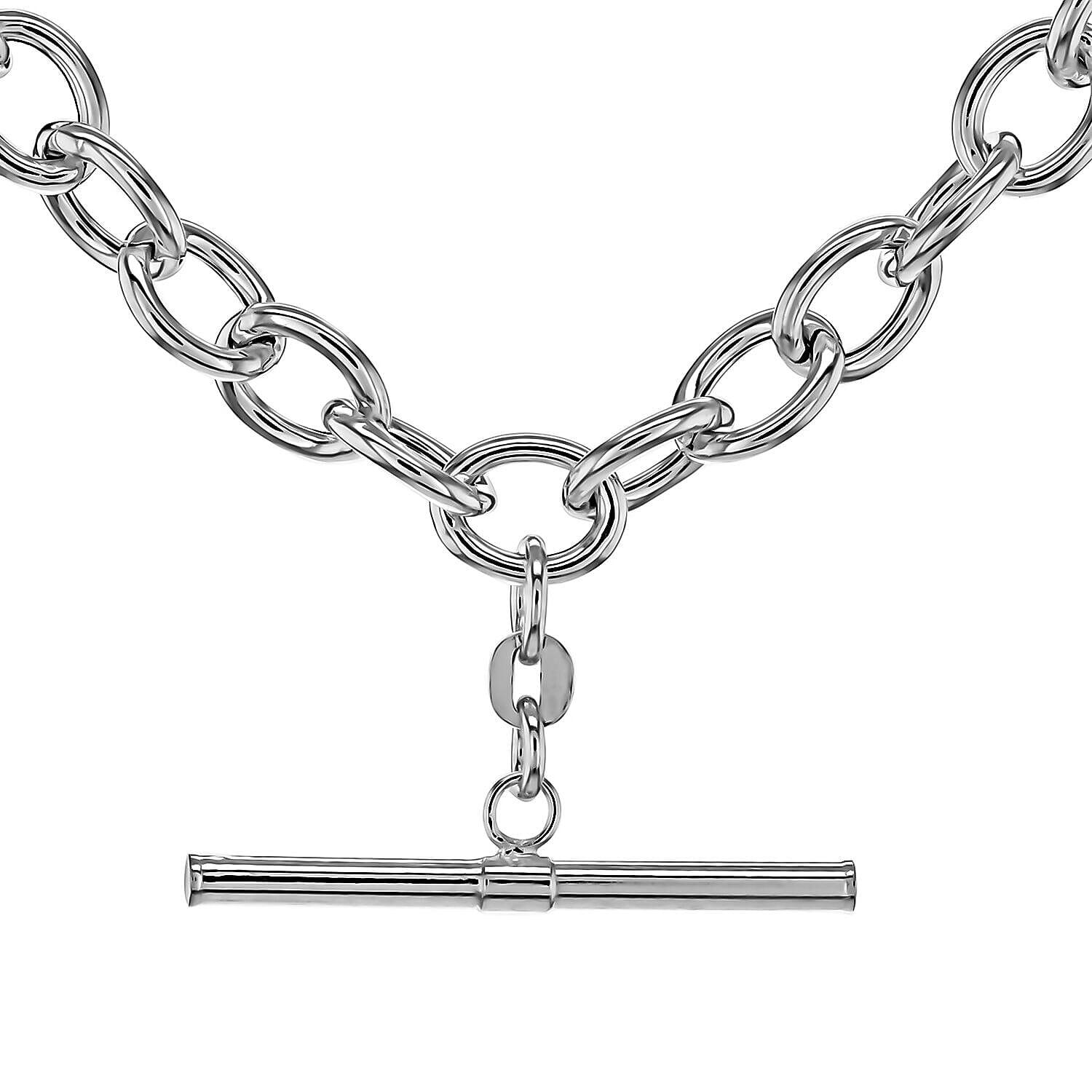 Sterling Silver 31mm x 2.6mm T Bar 7mm Belcher Chain Albert Clasp Necklace 18 Inch 7317584 0