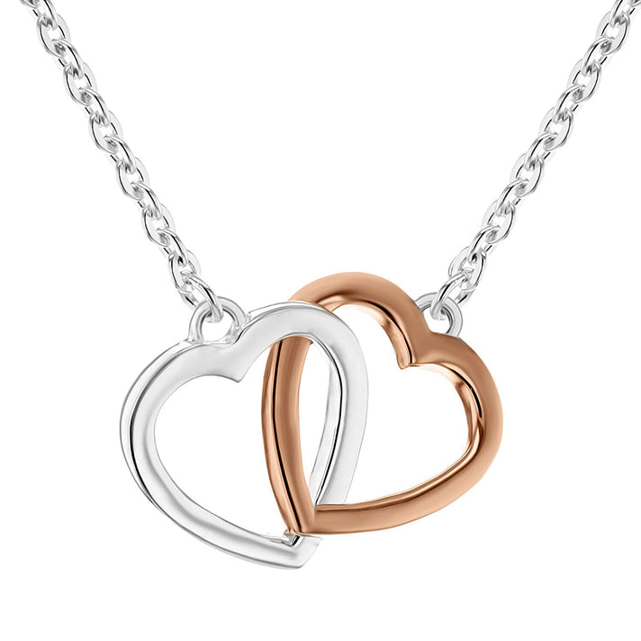 Sterling Silver Rose Gold Plated 21mm x 15mm Linked Hearts Adjustable Necklace 19 Inch 7317690 1