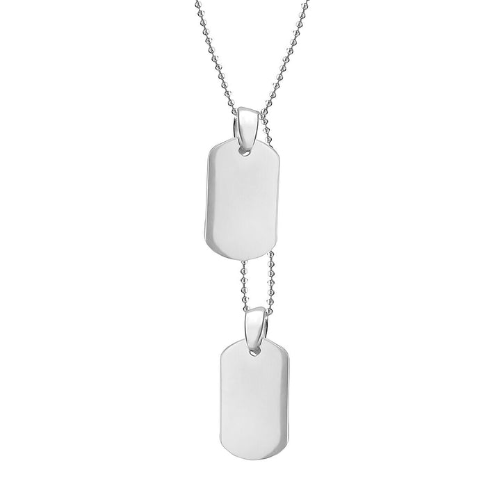 Sterling Silver Double Dog Tag Adjustable Ball Chain 18 Inch to 20 Inch 7317641 1