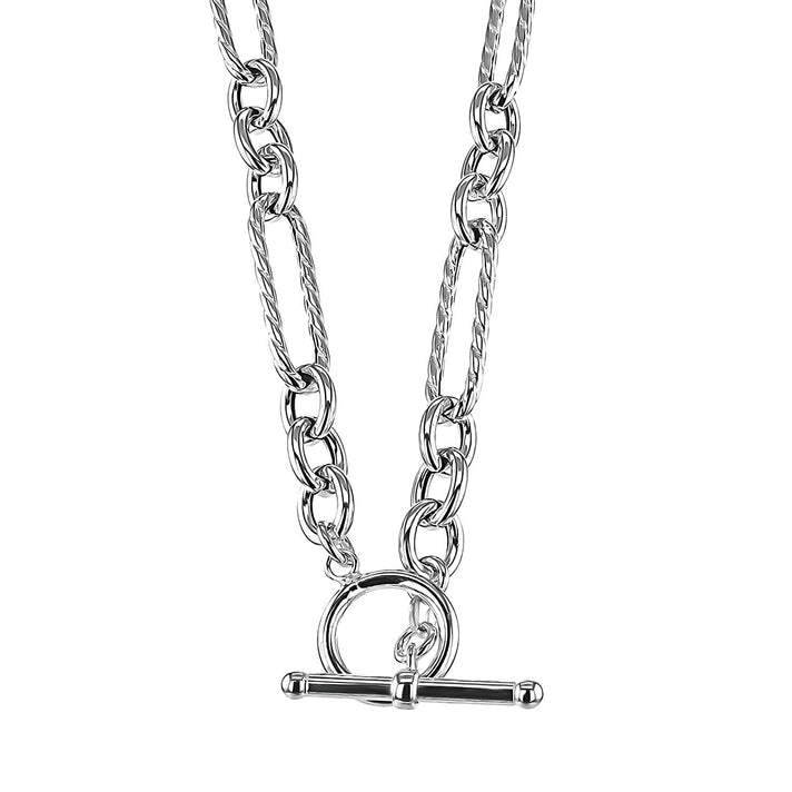 Sterling Silver 7.5mm TwistedLink Figaro Belcher T Bar Necklace 20 Inch 7317596 1