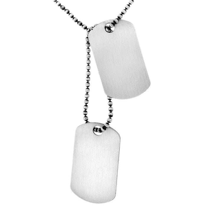 Sterling Silver Oxidised Double Dog Tag on Ball Chain 20 Inch 7456797 1