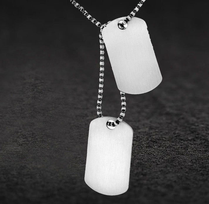 Sterling Silver Oxidised Double Dog Tag on Ball Chain 20 Inch 7456797 2