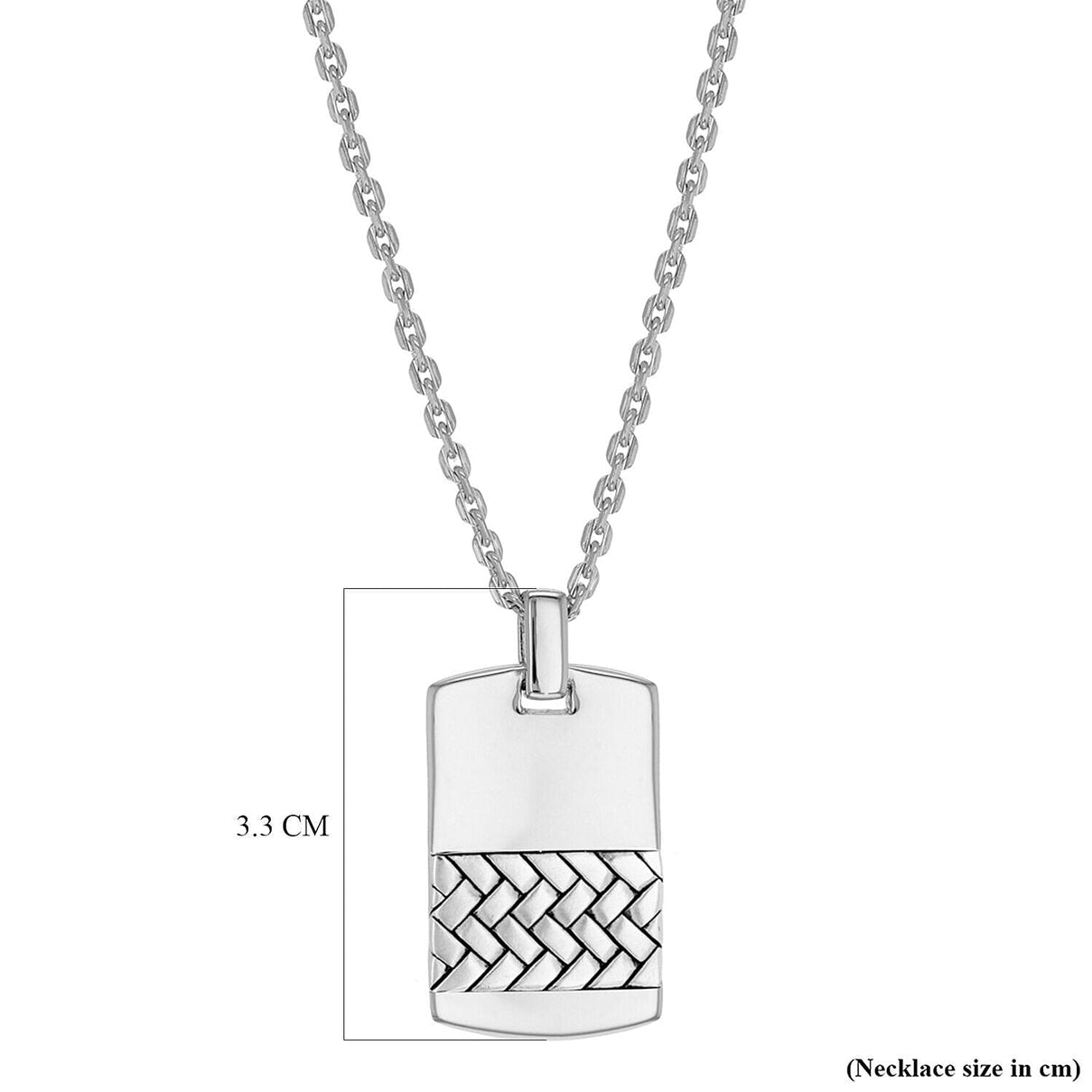 Sterling Silver 17mm x 33mm Herringbone-Patterned Dog Tag Pendant on Adjustable Chain 20 Inch to 22 Inch 7456937 3