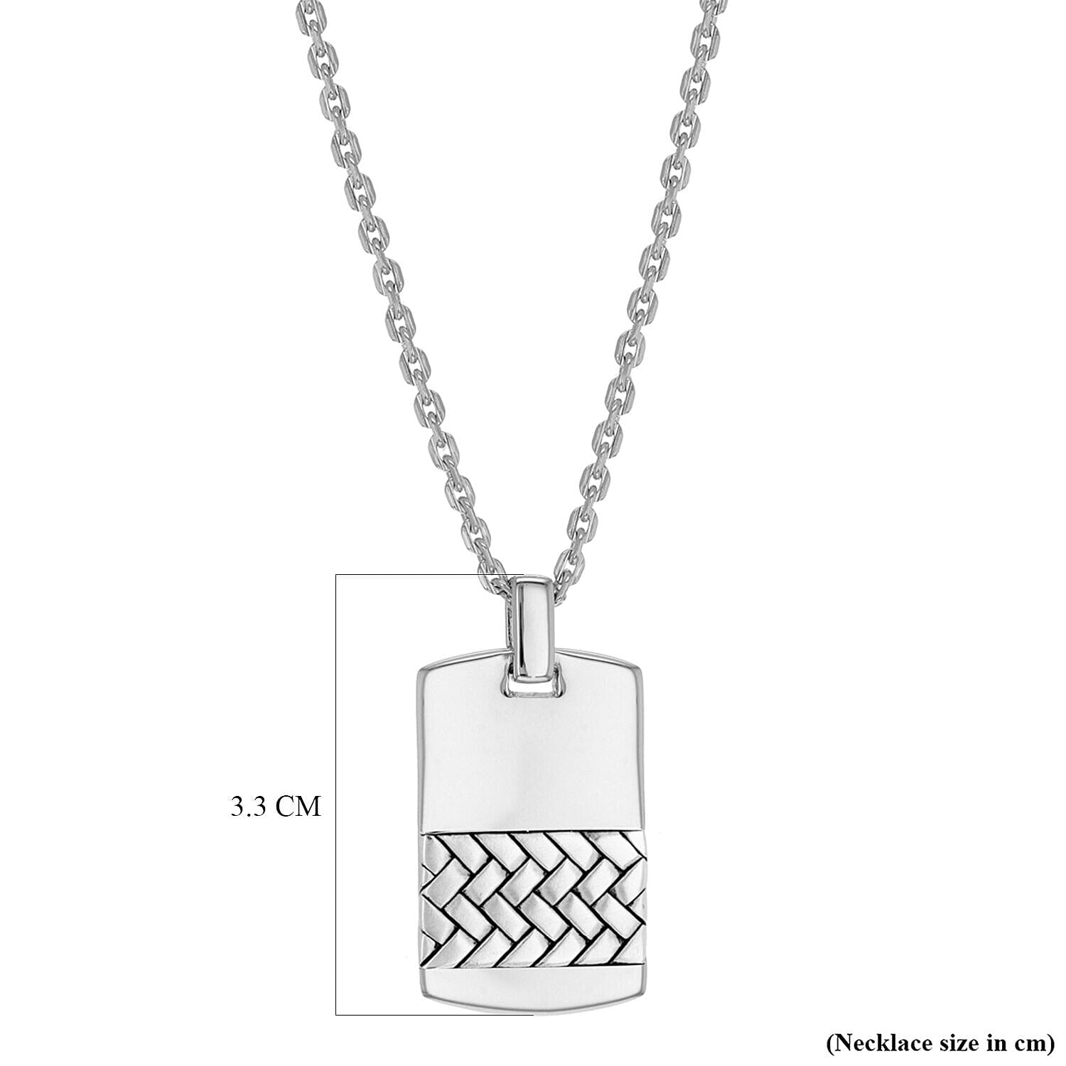 Sterling Silver 17mm x 33mm Herringbone-Patterned Dog Tag Pendant on Adjustable Chain 20 Inch to 22 Inch 7456937 3