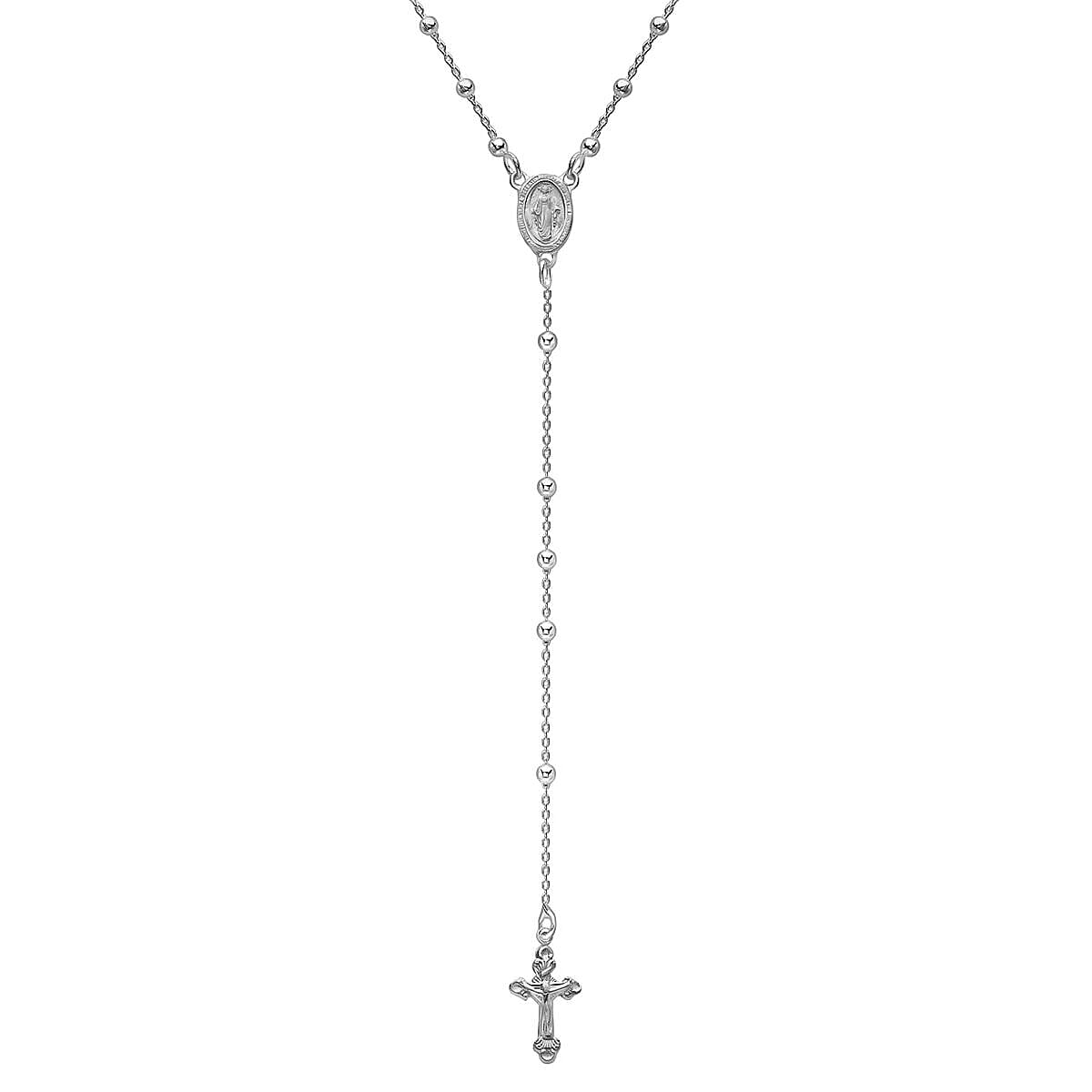 Sterling Silver 2.5mm Ball Rosaryon Trace Chain Necklace 24 Inch 7317750 0