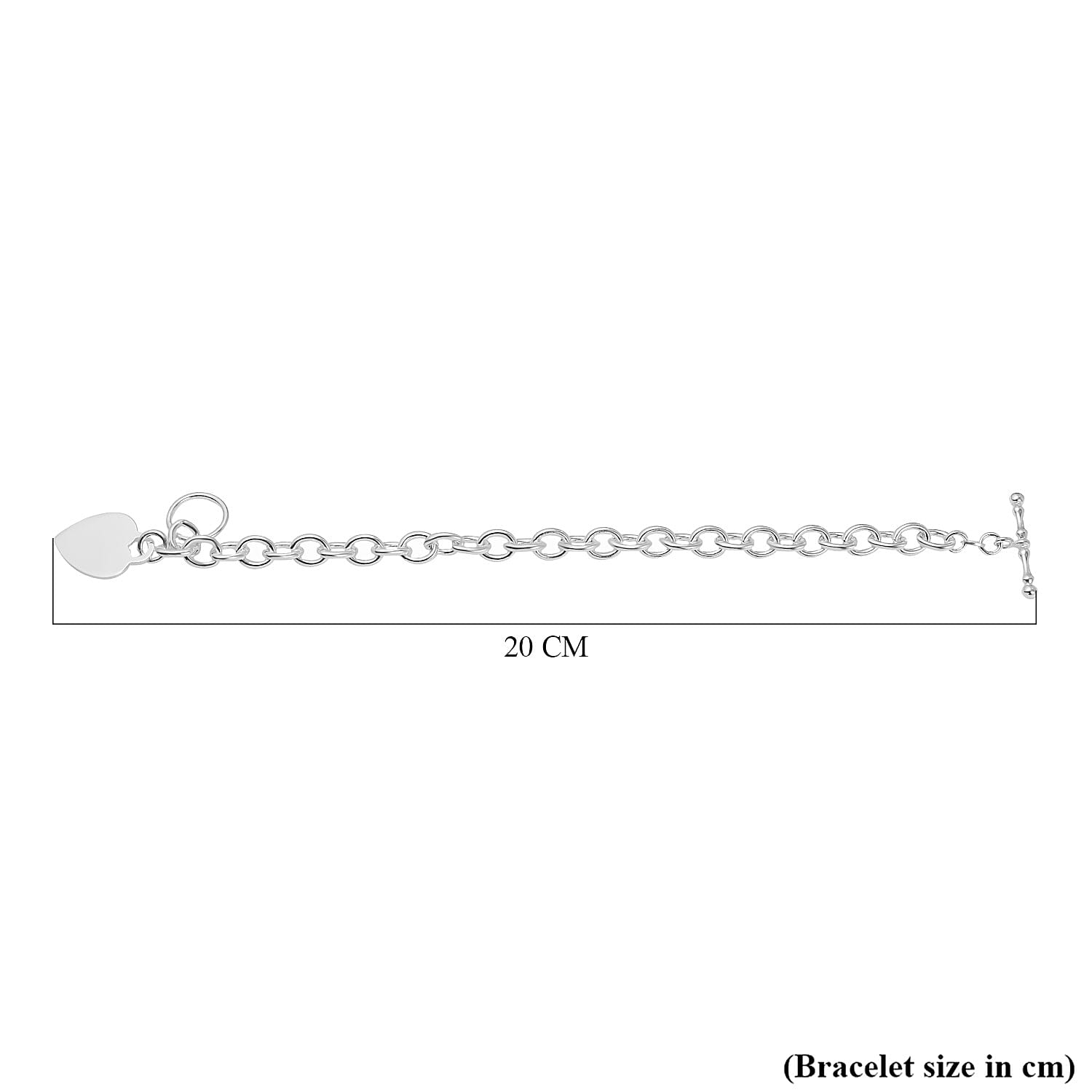 Sterling Silver Oval Belcher Heart Bracelet (Size - 7.5), 7720965 4