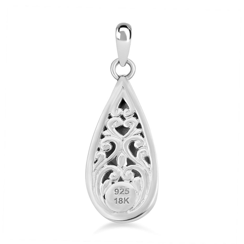 Royal Bali Collection - 18K Yellow Gold and Sterling Silver Teardrop Pendant