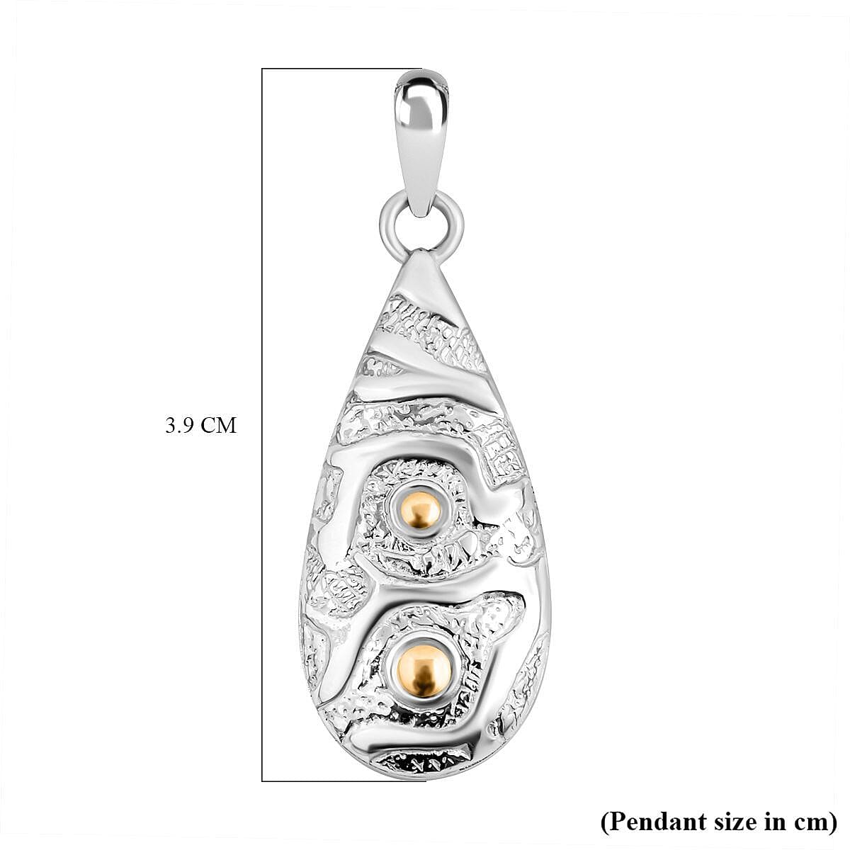 Royal Bali Collection - 18K Yellow Gold and Sterling Silver Teardrop Pendant 7652085 6