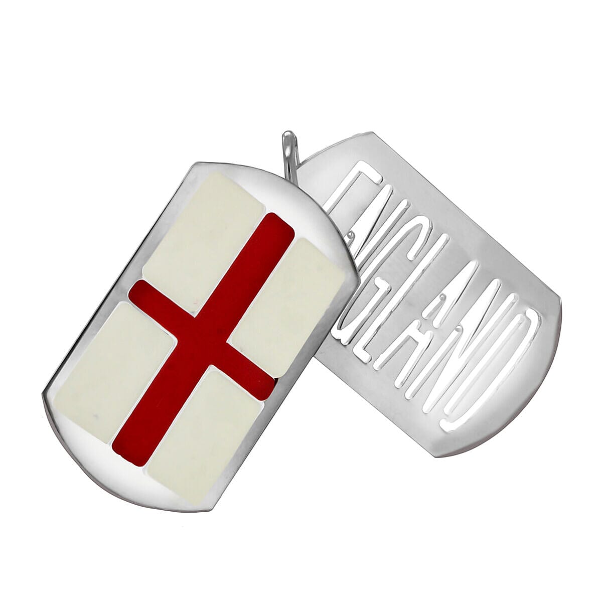 Sterling Silver 21.6mm x 41mm Enamel Saint Georges Flag and England Cutout Double Tag Pendant 7318059 0