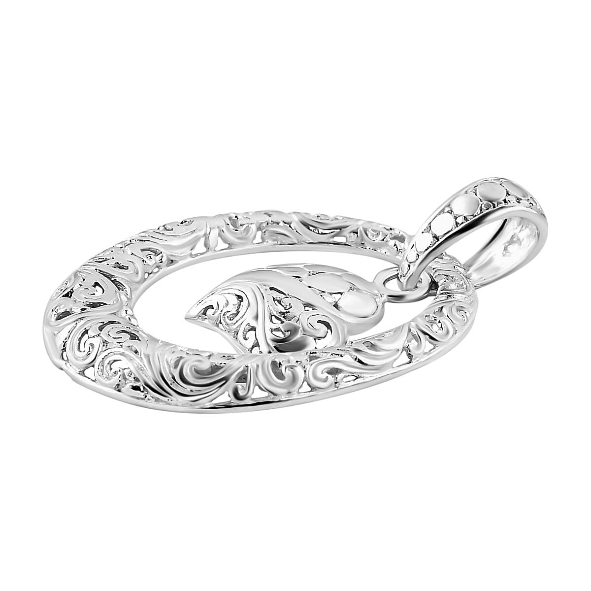 Sterling Silver Dangling Heart Pendant 7768448 4