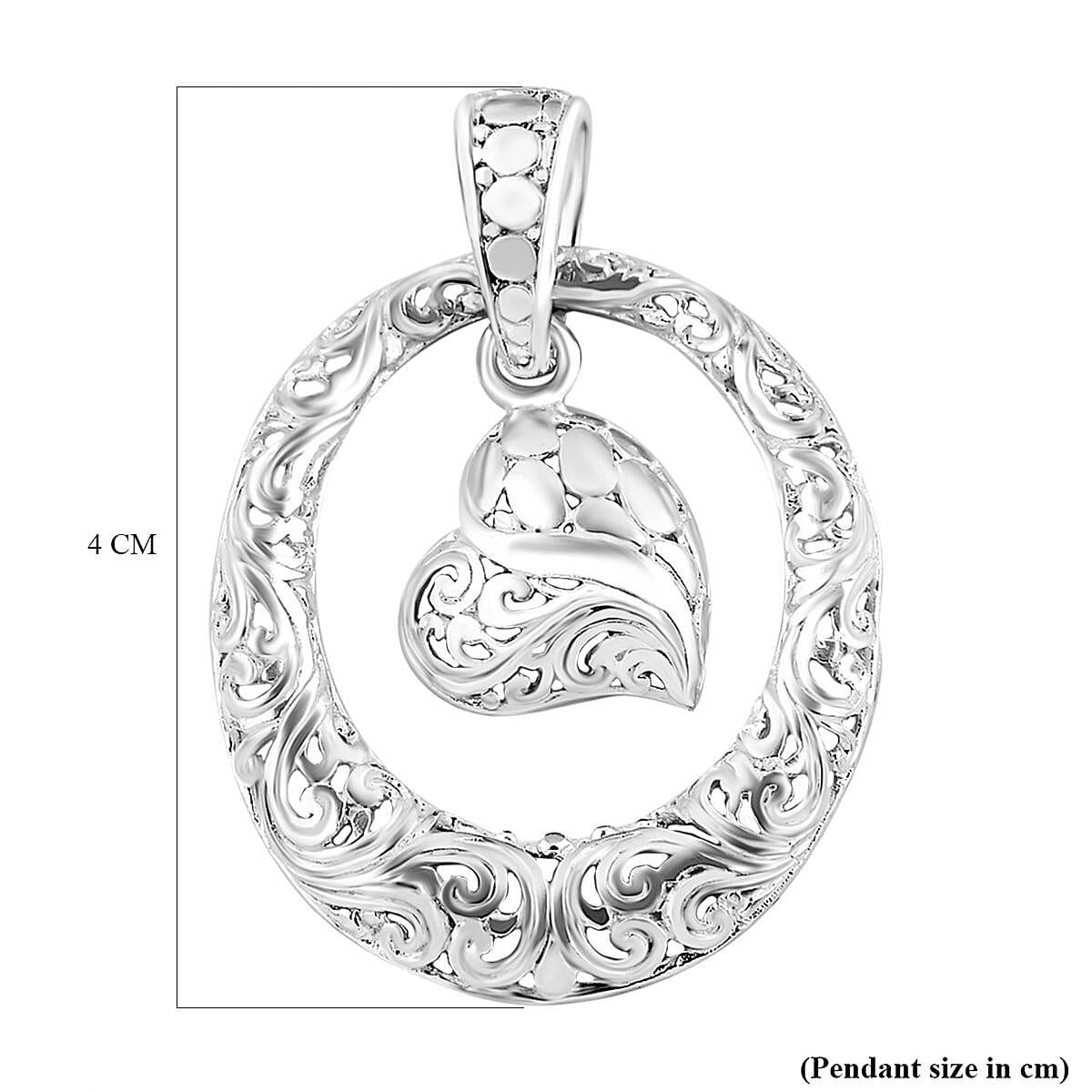 Sterling Silver Dangling Heart Pendant 7768448 6