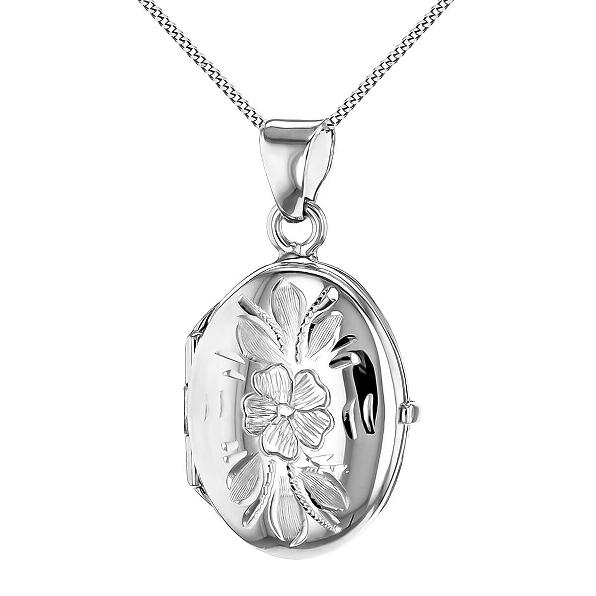 Sterling Silver URN One Flower Oval Locket Pendant 7318182 0