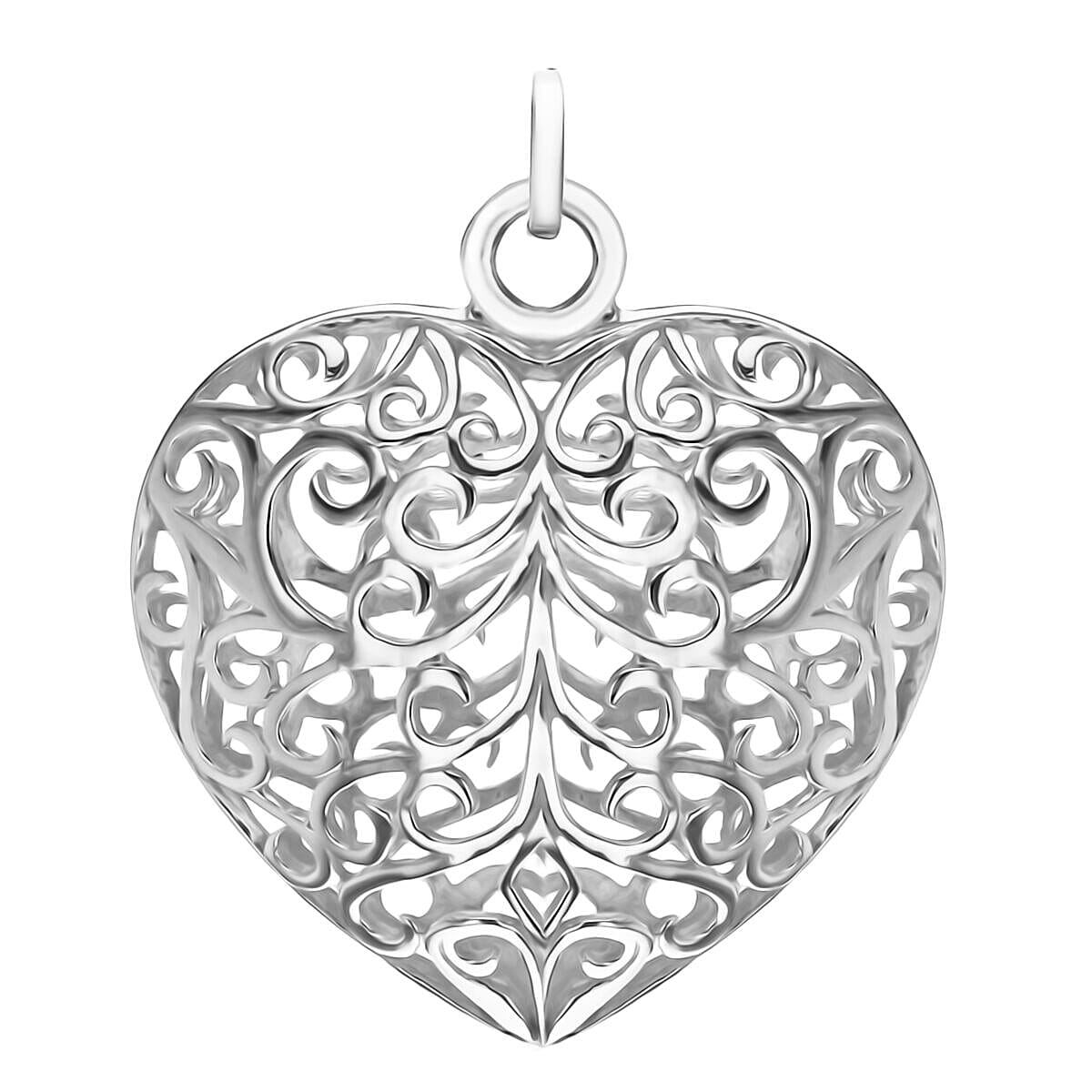 Sterling Silver 32.4mm x 38.8mm Cutout Puffed Heart Pendant 7318058 0