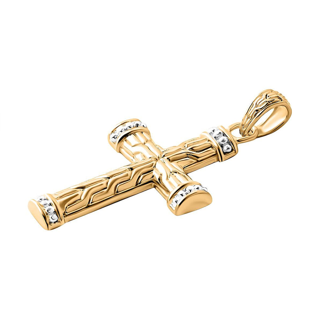 Royal Bali Collection - 22K Yellow Gold Overlay Sterling Silver Cross Pendant