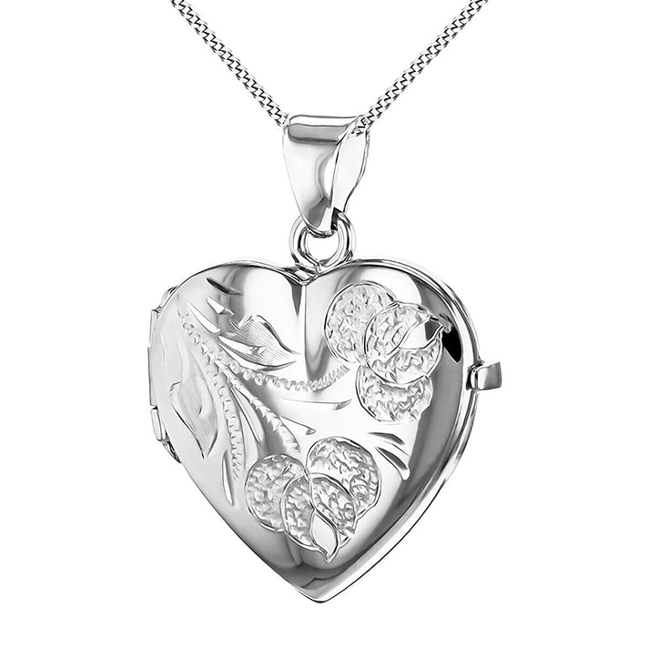 Sterling Silver URN Two Flower Heart Locket Pendant 7318184 1