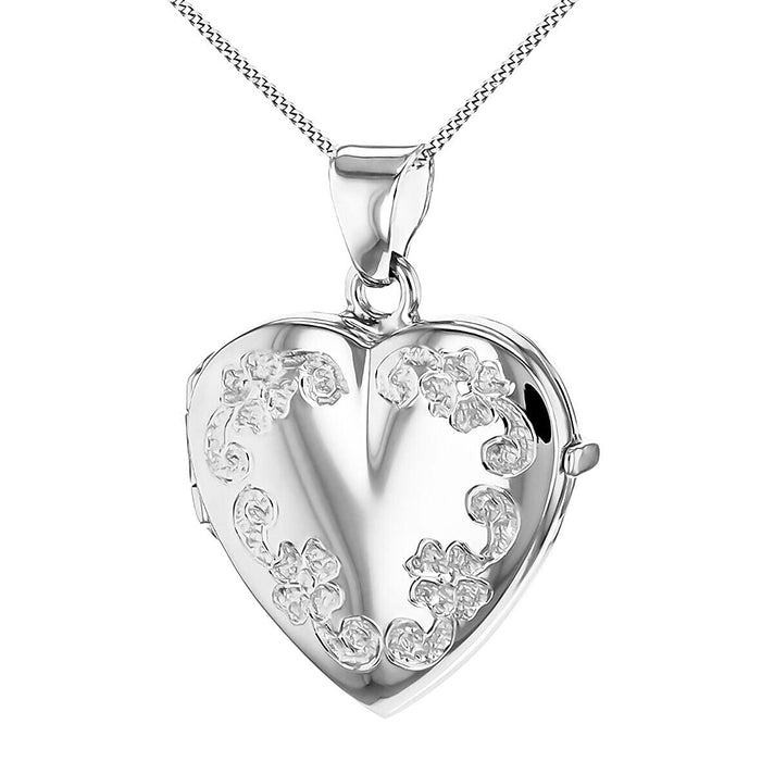 Sterling Silver URN Flowery Heart Locket Pendant 7318185 1