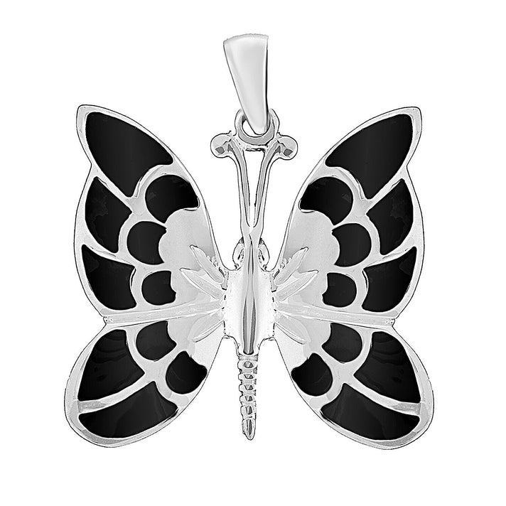 Sterling Silver Paua Shell 30mm x 36mm Butterfly Pendant 7318052 1