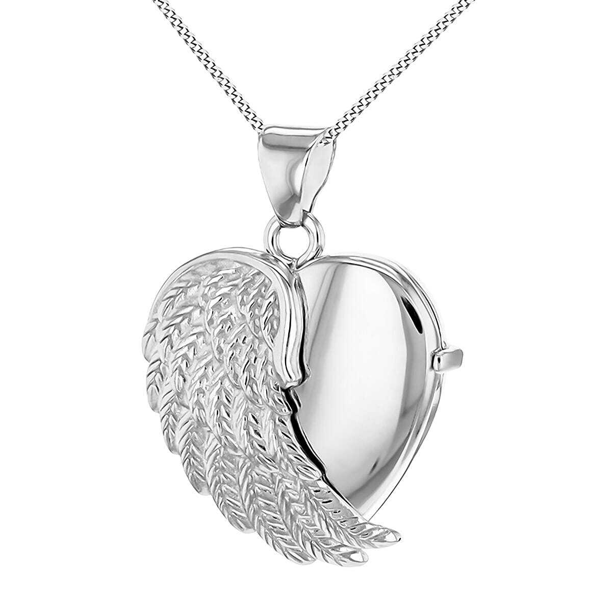 Sterling Silver URN Half Angel Wing Heart Locket Pendant 7318186 0