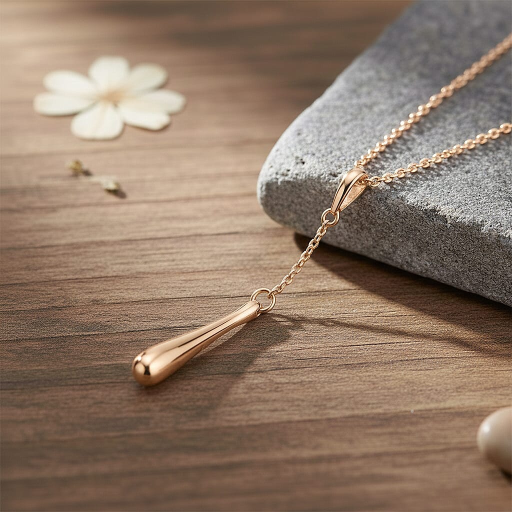 Lucy Q - Flexible Single Drip Pendant with Chain(Size 18-24) in 18K Vermeil Rose Gold Plated Sterling Silver 3687756 3