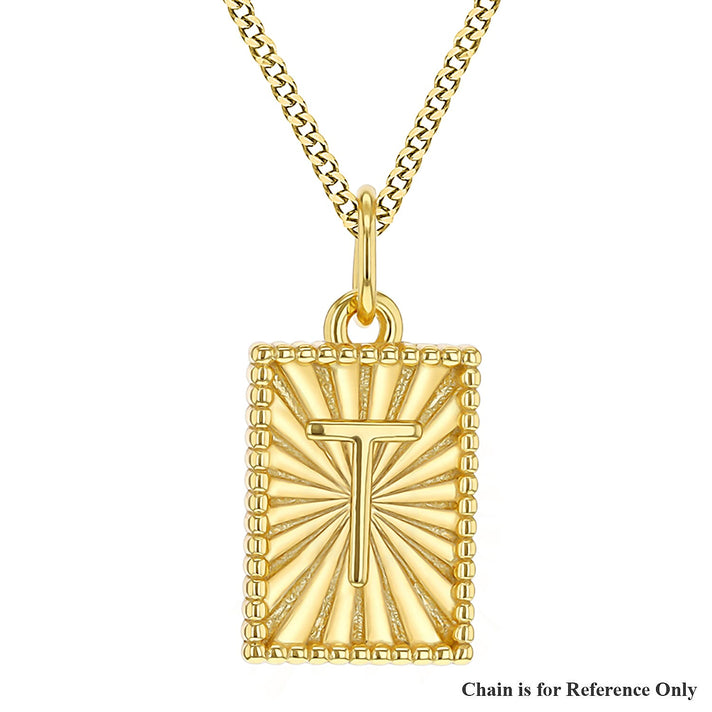 Sterling Silver Yellow Gold Plated 8mm x 17mm Polished Sunray Initial T Initial Pendant 7371023 1