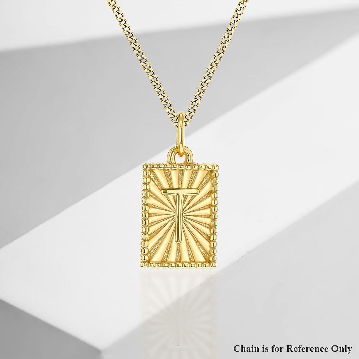 Sterling Silver Yellow Gold Plated 8mm x 17mm Polished Sunray Initial T Initial Pendant 7371023 1