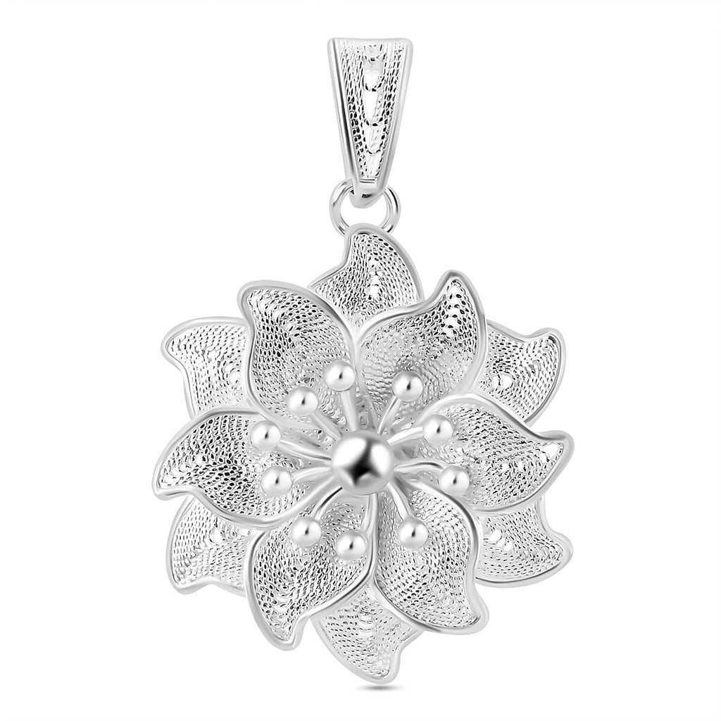 The Royal Bali Collection Sterling Silver Floral Pendant