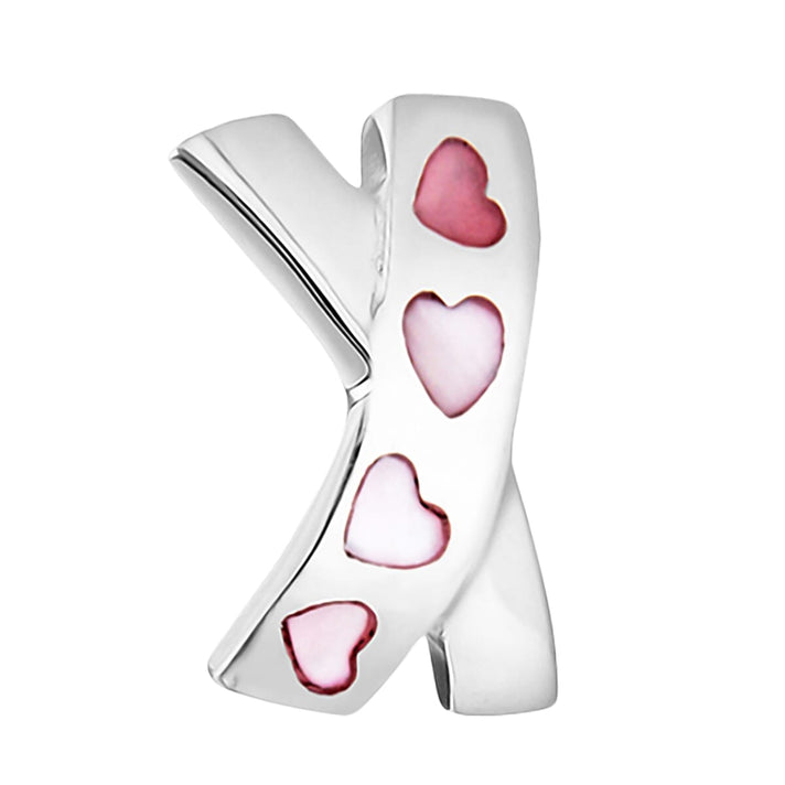 Sterling Silver Pink Heart and Kiss Pendant 7754008 1