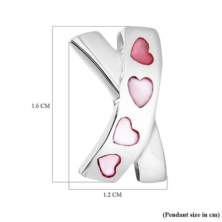 Sterling Silver Pink Heart and Kiss Pendant 7754008 2