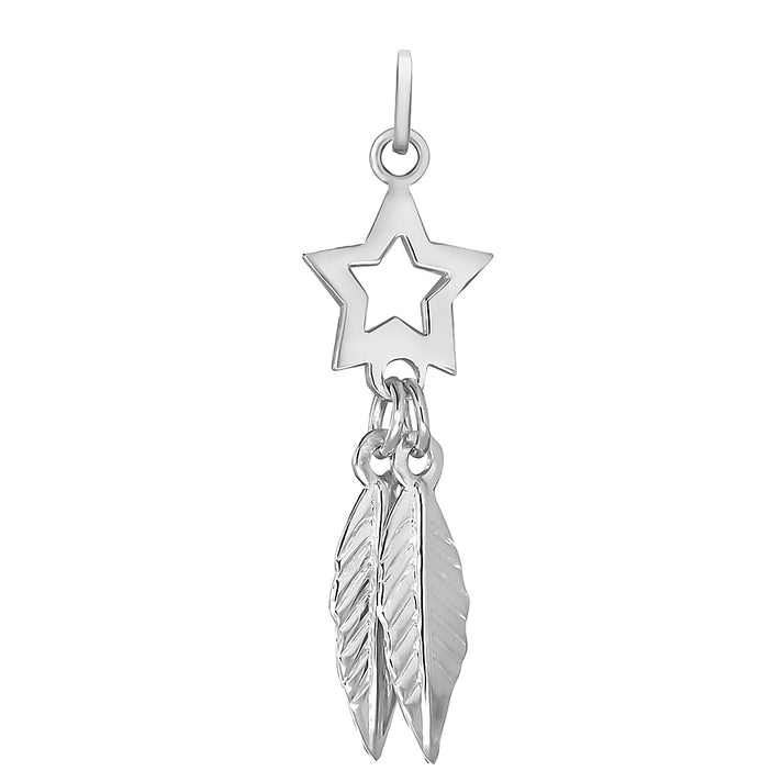Sterling Silver Star and Leafs Pendant 7754012 1