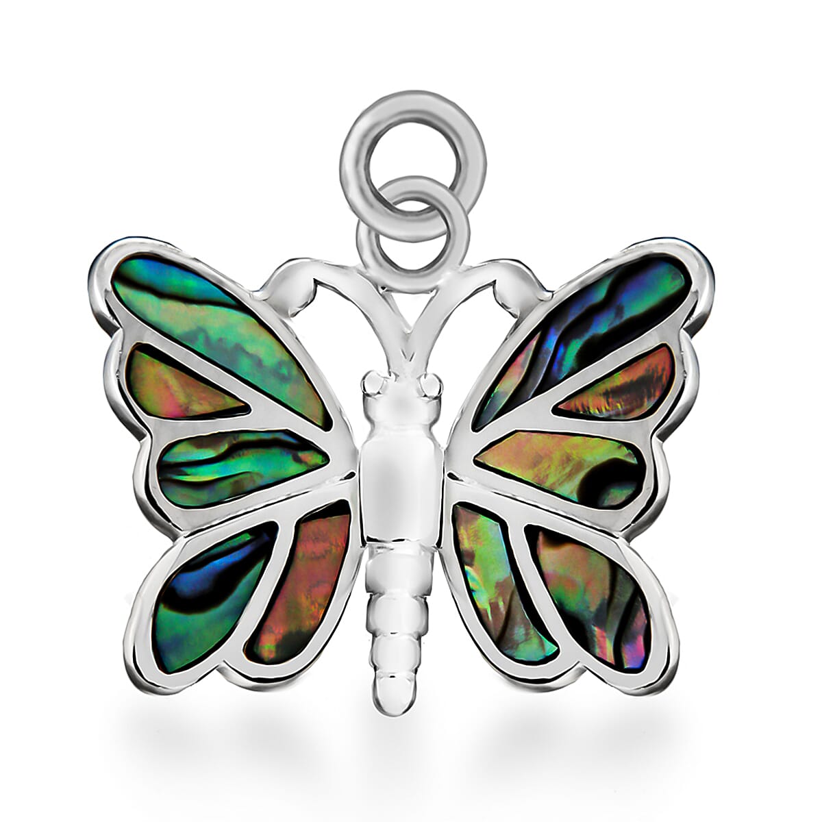 Sterling Silver Pave Shell Small Butterfly Pendant 7754013 0