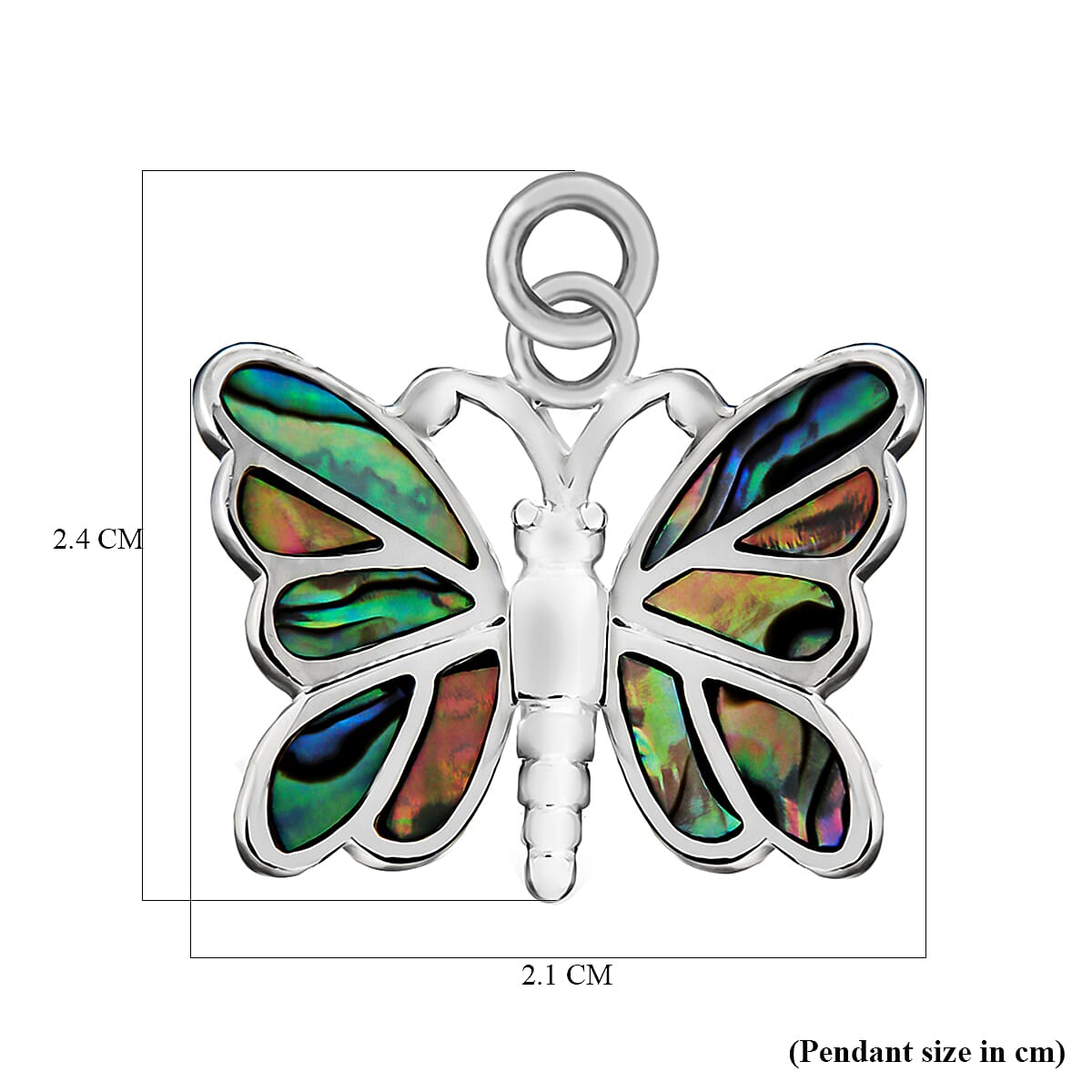 Sterling Silver Pave Shell Small Butterfly Pendant 7754013 1