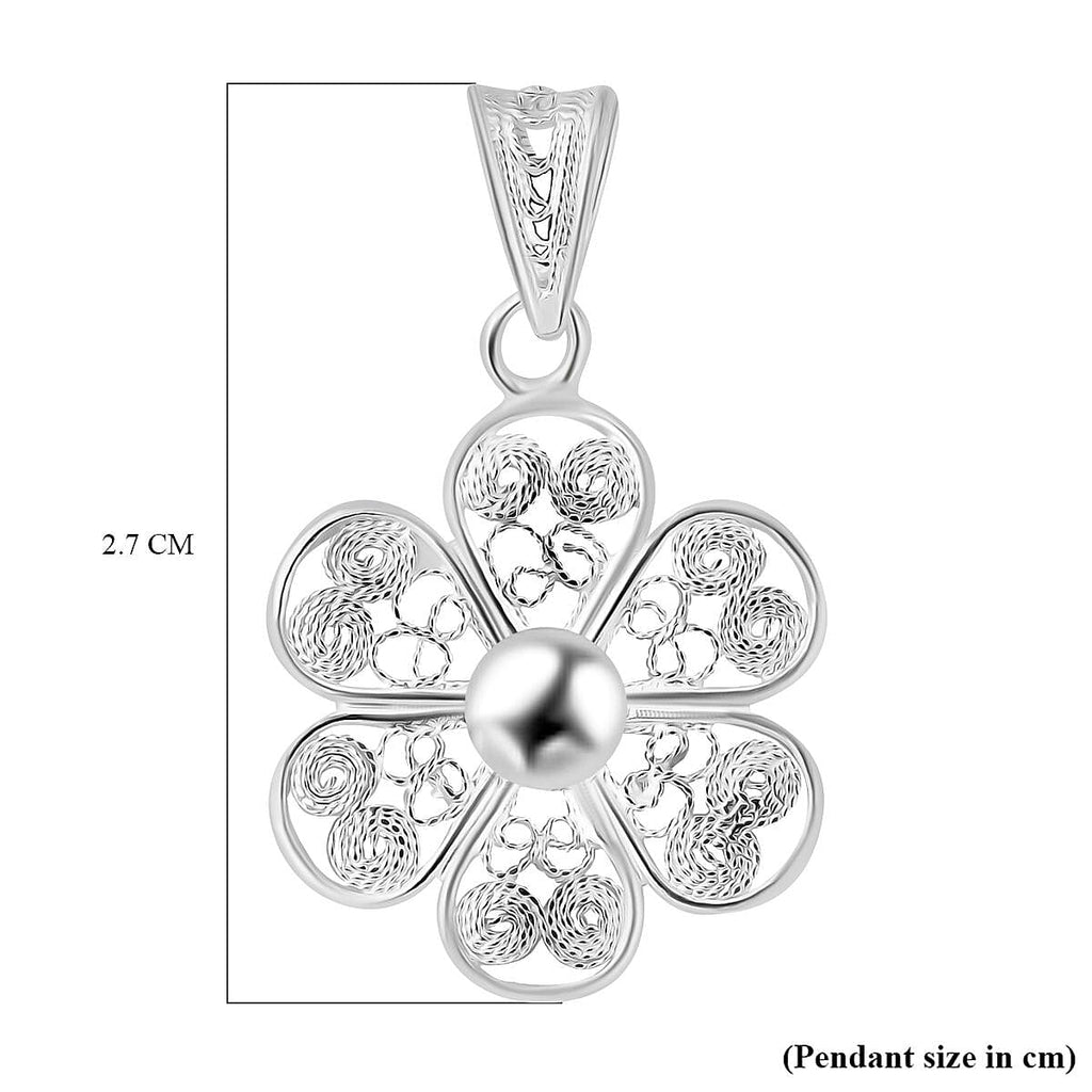 Floral Pendant in Sterling Silver