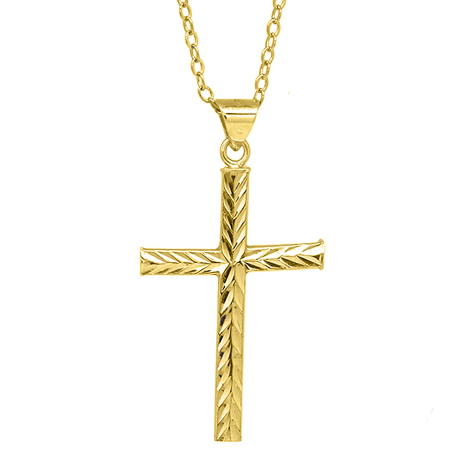 Cross Pendant in Gold Plated Sterling Silver with Chain (Size 18) 7959744 0