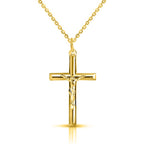 Gold Olay Sterling Silver Cross Pendant with Chain ( Size 18 )