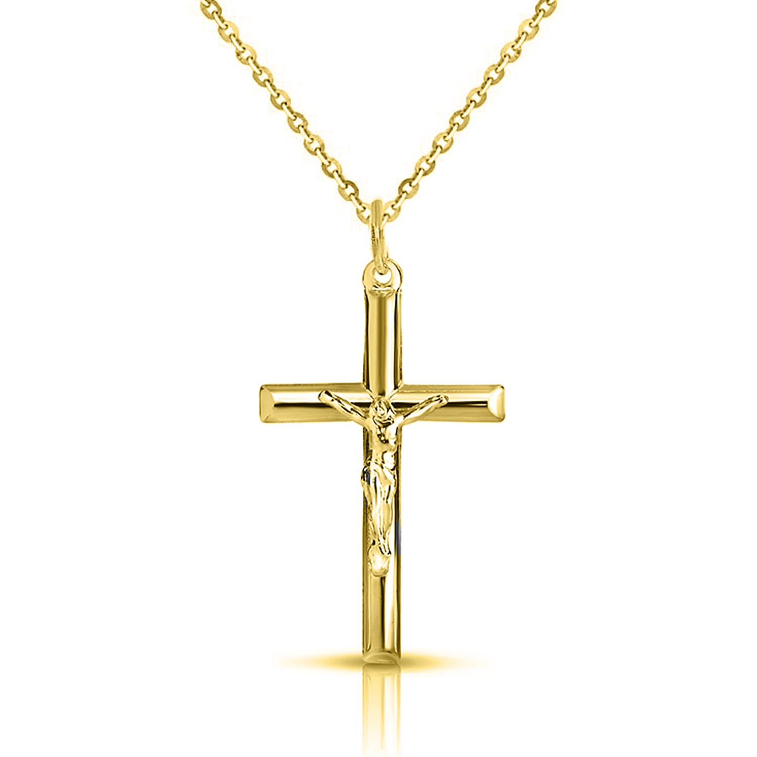 Gold Olay Sterling Silver Cross Pendant with Chain ( Size 18 ) 7959763 0