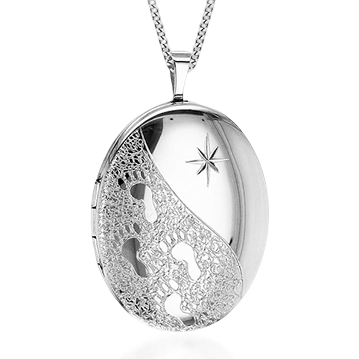 Oval Shape Foot Prints Locket Pendant in Sterling Silver 8104782 0