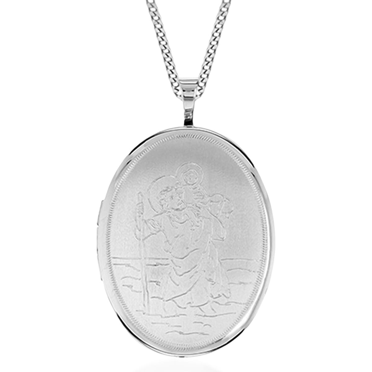Sterling Silver Oval St. Christopher Pendant 8376251 1