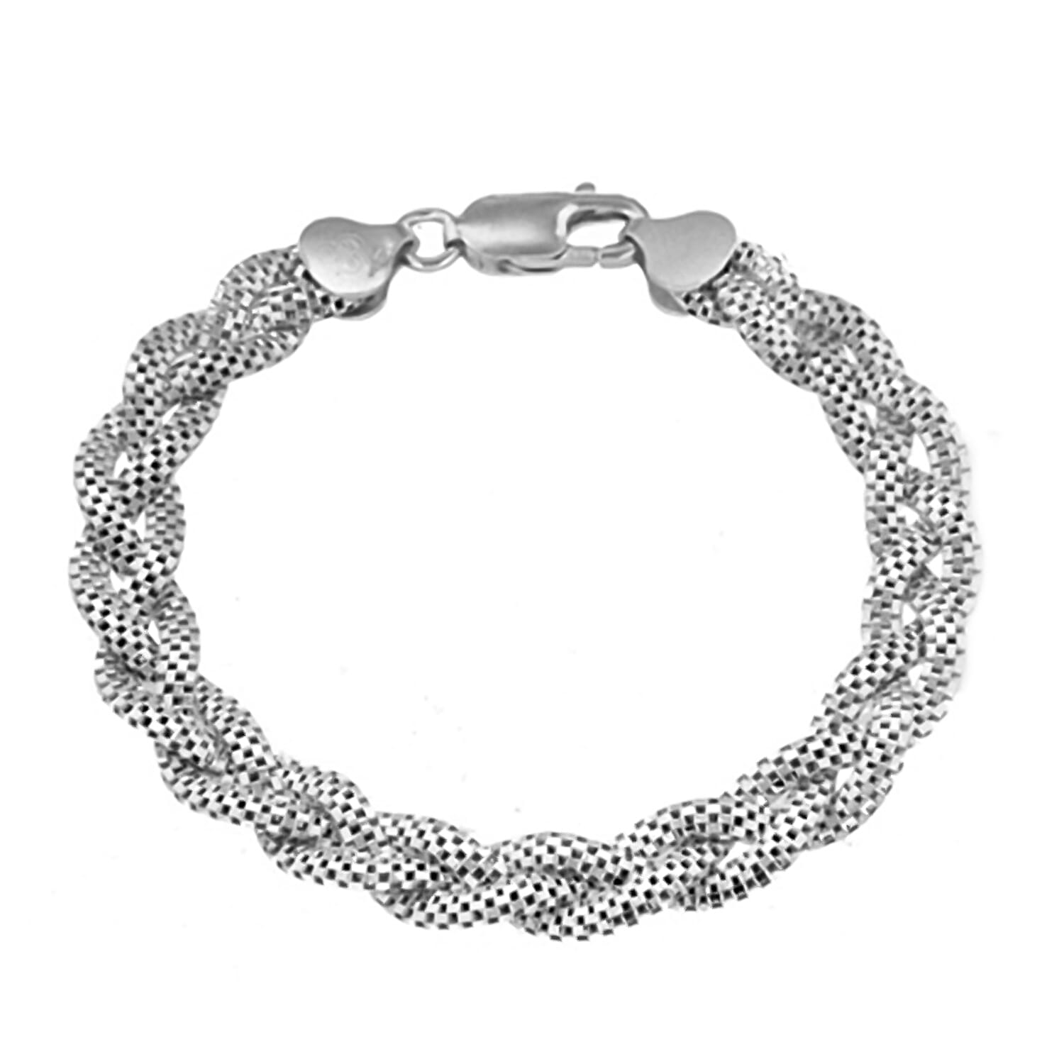 Sterling Silver 3 Plait Flat Popcorn Chain Bracelet 7.5 Inch 8928868 0