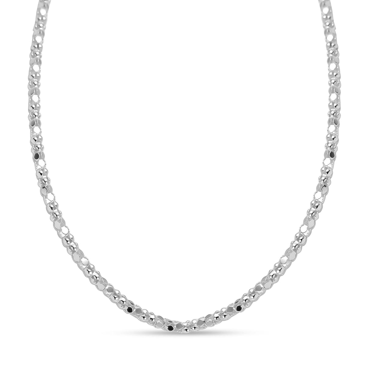 Sterling Silver Mini Mirror Popcorn Necklace (Size 18) with Lobster Clasp 7720940 0