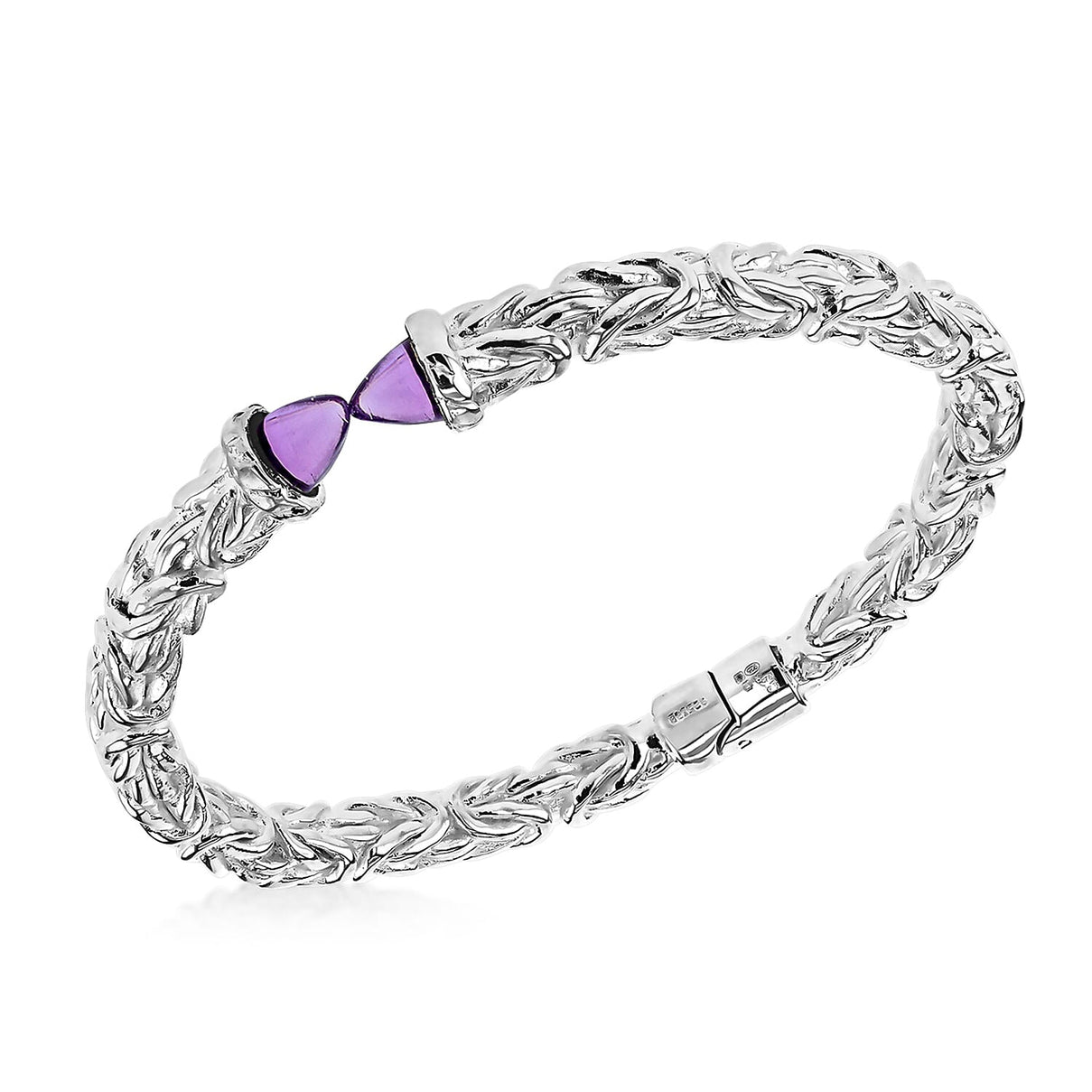 Sterling Silver Purple Glass 6mm Byzantine Hinge Bangle 6.2 Inch 8927481 0