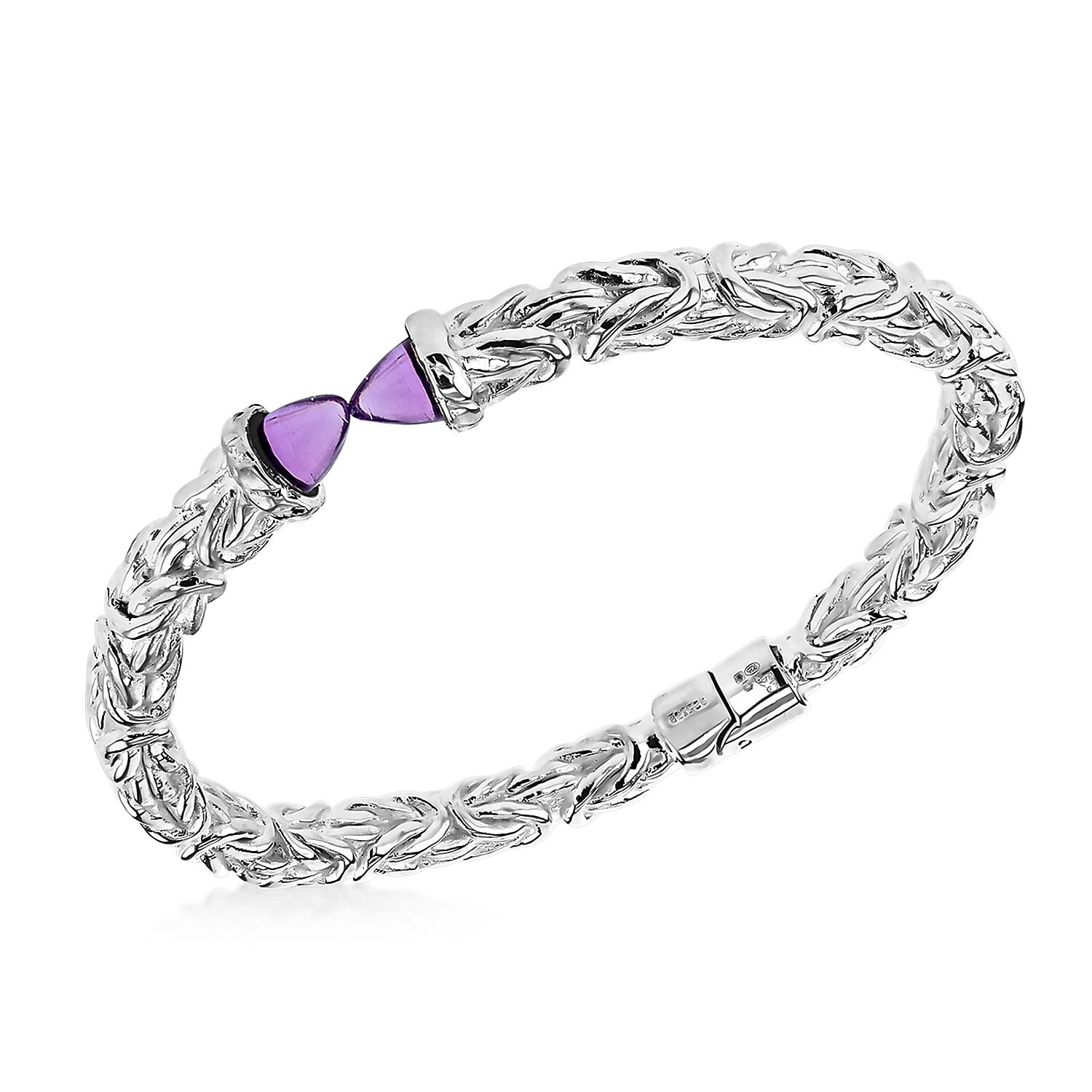 Sterling Silver Purple Glass 6mm Byzantine Hinge Bangle 6.2 Inch 8927481 0