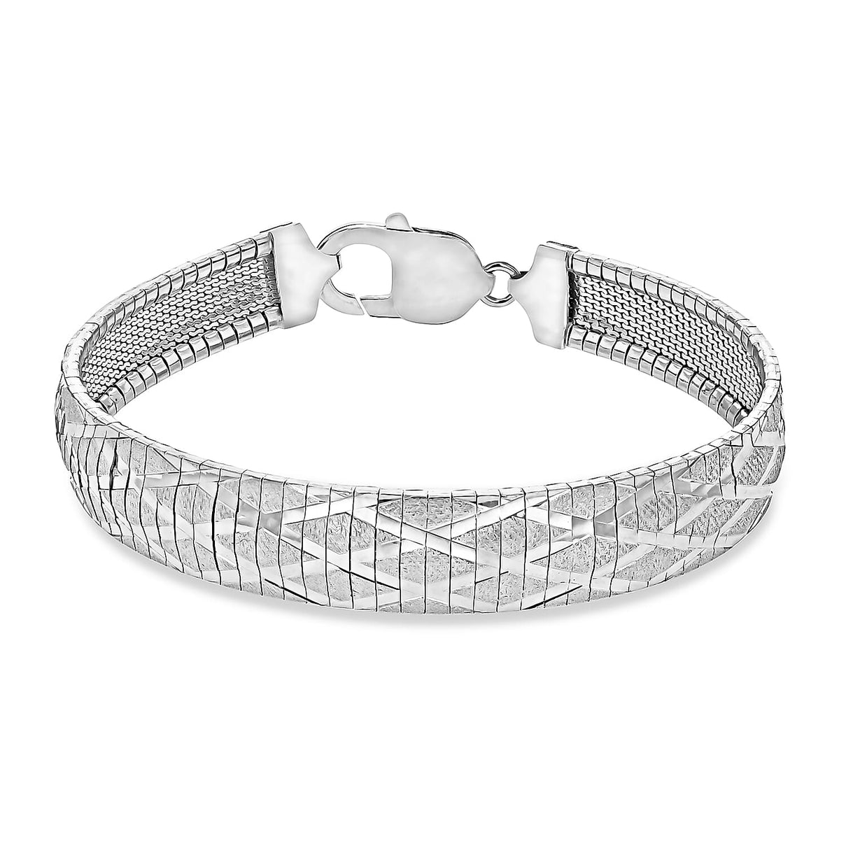 Sterling Silver Rhodium Plated 1mm Diamond Cut Herringbone Bracelet 7.5 Inch 8928897 0