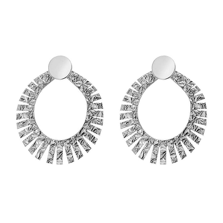 Sterling Silver Rhodium Plated 28.5mm x 34.5mm Diamond Cut Cleopatra Drop Earrings 8927576 1