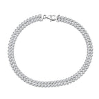 Sterling Silver Rhodium Plated 2mm Round CZ Double-Row Tennis Bracelet (Size 7.5)