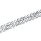 Sterling Silver Rhodium Plated 2mm Round CZ Double-Row Tennis Bracelet (Size 7.5)
